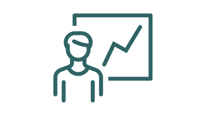 Icon mit Symbol eines Menschen und einer Präsentation