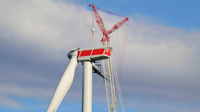 Windenergieanlage im Rückbau