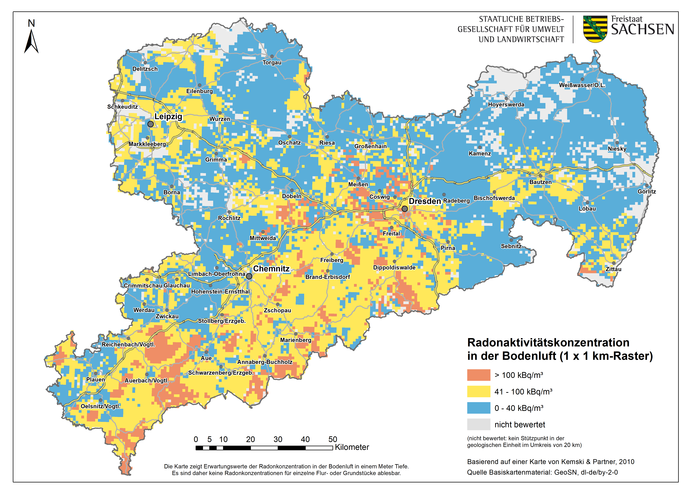 Darstellung der Radonvorkommen in Sachsen