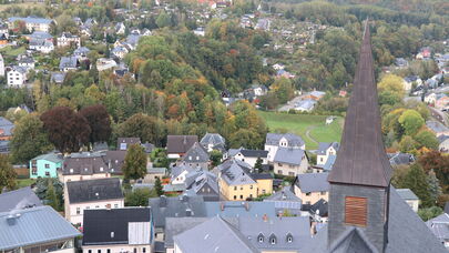 Blick auf die Stadt Schneeberg/Erzgebirge