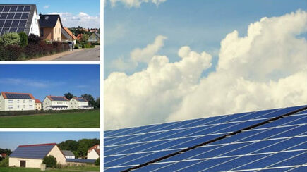 Ansicht auf 4 verschiedene Solar-Hausdächer